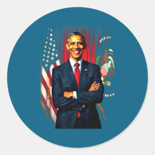 Sticker Rond Drapeau américain du 4 juillet 44e président Barac