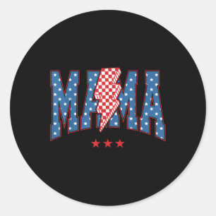 Sticker Rond Drapeau américain du 4 juillet à carreaux Mama Fou