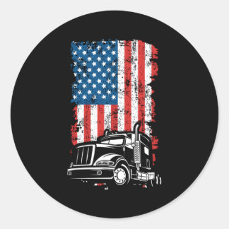 Sticker Rond Drapeau américain du camion
