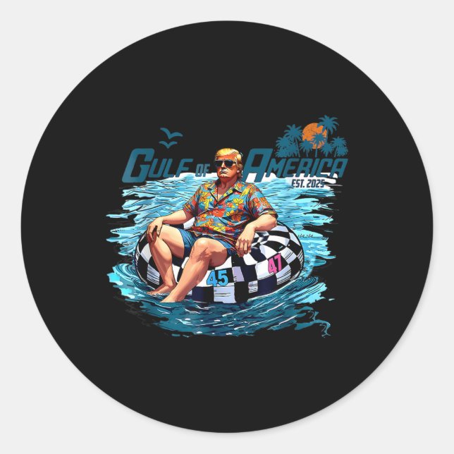 Sticker Rond Drapeau Américain Du Golfe Des États-Unis Mexique (Devant)