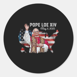 Sticker Rond Drapeau américain du pape Leo Xiv 8 mai 2025
