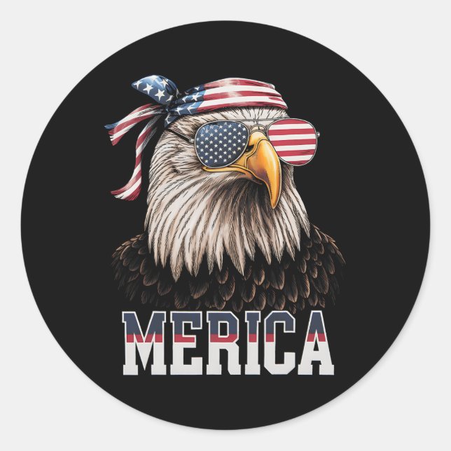 Sticker Rond Drapeau américain Eagle Drapeau américain 4 juille (Devant)
