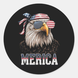 Sticker Rond Drapeau américain Eagle Drapeau américain 4 juille