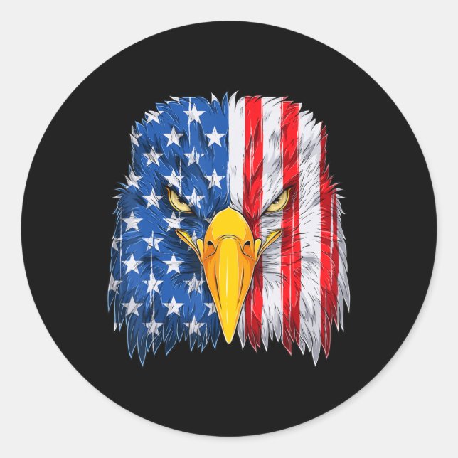 Sticker Rond Drapeau américain Eagle Patriotique 4 juillet 1 (Devant)