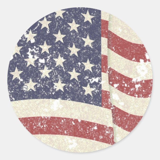 Sticker Rond Drapeau américain en détresse (Devant)