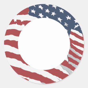Sticker Rond Drapeau américain en détresse avec texte personnal