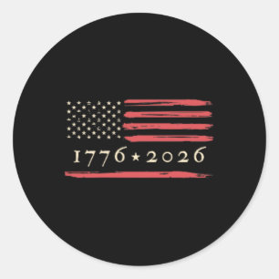 Sticker Rond Drapeau Américain En Distress Vintage Patriotique