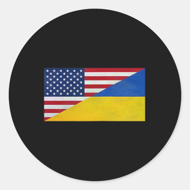 Sticker Rond Drapeau américain et drapeau ukrainien - Partenari (Devant)