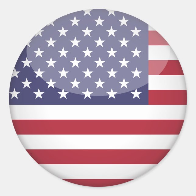 Sticker Rond Drapeau américain et étoiles (Devant)