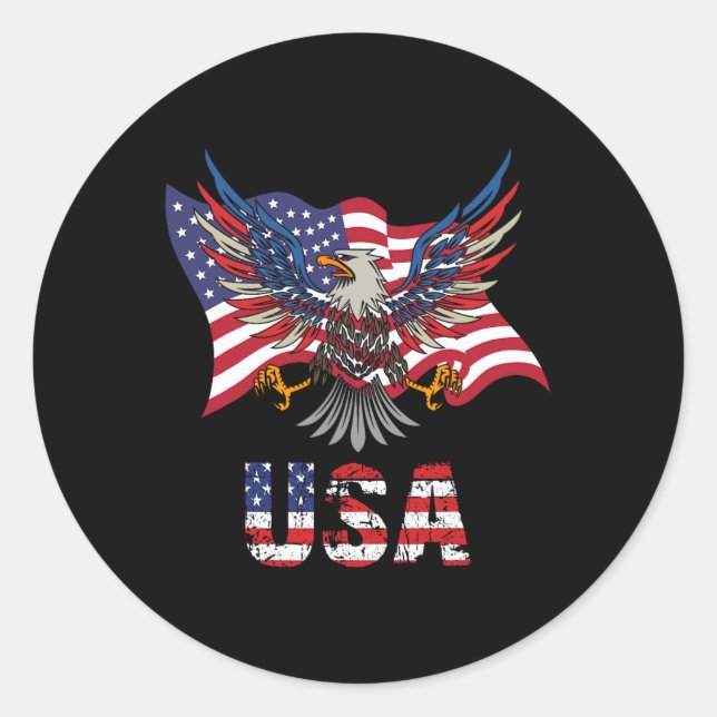 Sticker Rond Drapeau américain États-Unis d'Amérique 4e De (Devant)