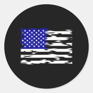 Sticker Rond Drapeau américain étoiles et bandes patriotiques