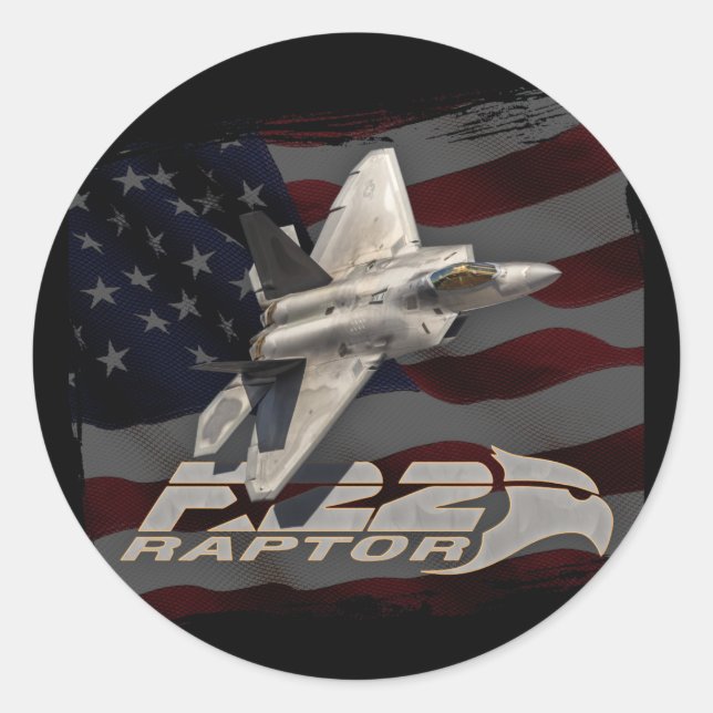 Sticker Rond Drapeau américain F-22 (Devant)