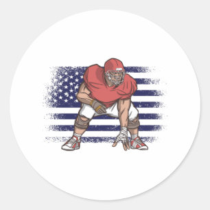 Sticker Rond Drapeau américain Fan Jersey Shirt USA