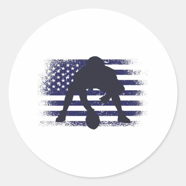 Sticker Rond Drapeau américain Fan Jersey Shirt USA (Devant)