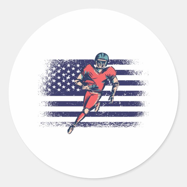 Sticker Rond Drapeau américain Fan Jersey Shirt USA (Devant)