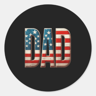 Sticker Rond Drapeau Américain Fête des pères Patriotique Papa