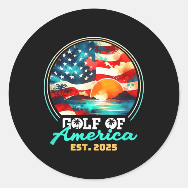 Sticker Rond Drapeau Américain G 2025 Du Golfe Des Etats-Unis E (Devant)