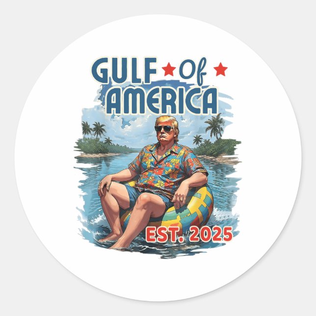 Sticker Rond Drapeau Américain G 2025 Du Golfe Des Etats-Unis E (Devant)