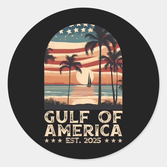 Sticker Rond Drapeau Américain G 2025 Du Golfe Des Etats-Unis E (Devant)