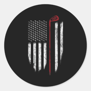 Sticker Rond Drapeau Américain Golf 4 juillet Patriotique