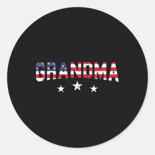 Sticker Rond Drapeau Américain Grand-mère 4 juillet Vintage Sta