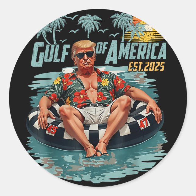 Sticker Rond Drapeau Américain Gulf Of Usa America Est 2025 Gul (Devant)
