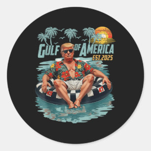 Sticker Rond Drapeau Américain Gulf Of Usa America Est 2025 Gul