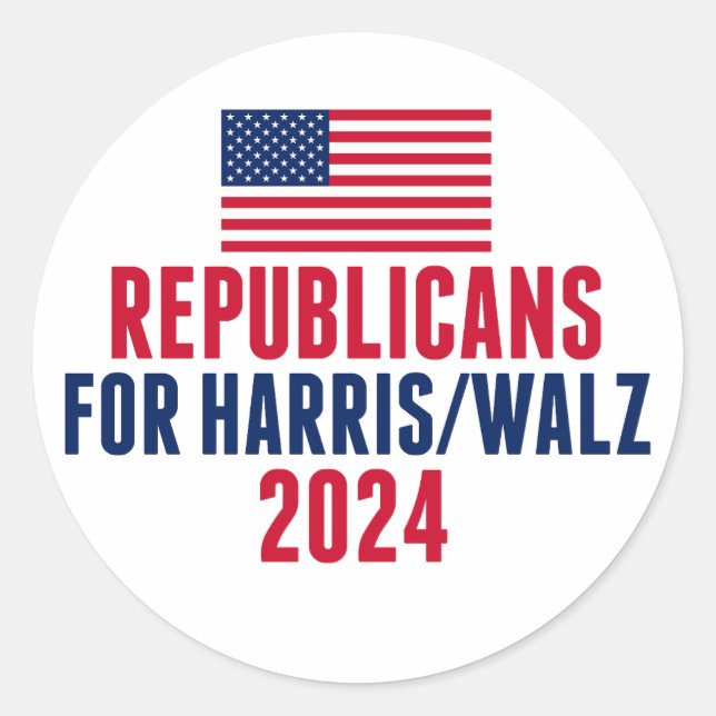 Sticker Rond Drapeau américain Harris Walz (Devant)