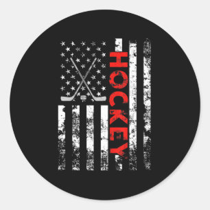 Sticker Rond Drapeau américain Hockey USA Patriotic Cadeau
