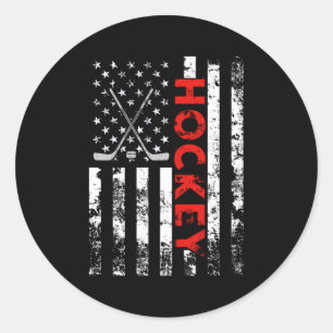 Sticker Rond Drapeau américain Hockey Usa Patriotique
