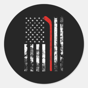 Sticker Rond Drapeau américain Hockey USA Patriotique
