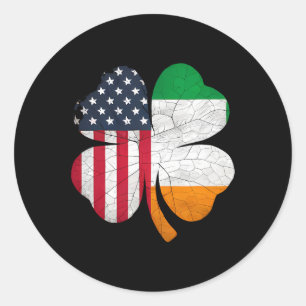 Sticker Rond Drapeau Américain Irlandais Drapeau Irlande Fête d