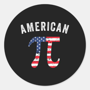 Sticker Rond Drapeau américain Jour Pi Math patriotique Nerd 3.