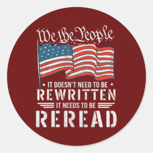 Sticker Rond Drapeau américain La Constitution des États-Unis d
