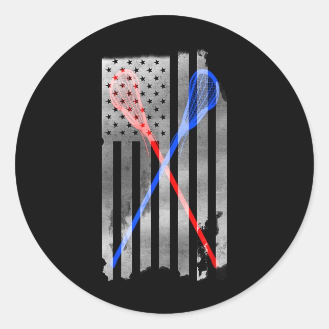 Sticker Rond Drapeau américain Lacrosse (Devant)