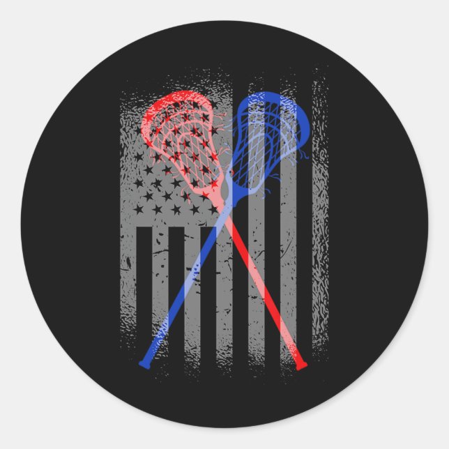 Sticker Rond Drapeau américain Lacrosse 1 (Devant)