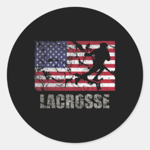 Sticker Rond Drapeau américain Lacrosse Drapeau américain Drape