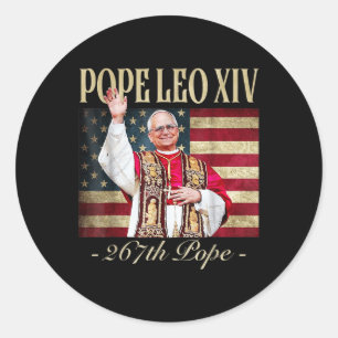 Sticker Rond Drapeau américain Leo Xiv 267th U.s. Catholic Ret