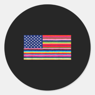 Sticker Rond Drapeau américain mexicain serape cinco de mayo po