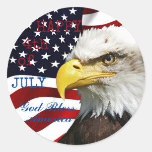 Sticker Rond Drapeau américain moderne 4 juillet États-Unis Aig