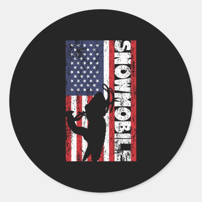 Sticker Rond Drapeau américain motoneige États-Unis traîneau (Devant)