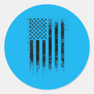 Sticker Rond Drapeau Américain Noir Usa En Poche Arrière Déchir