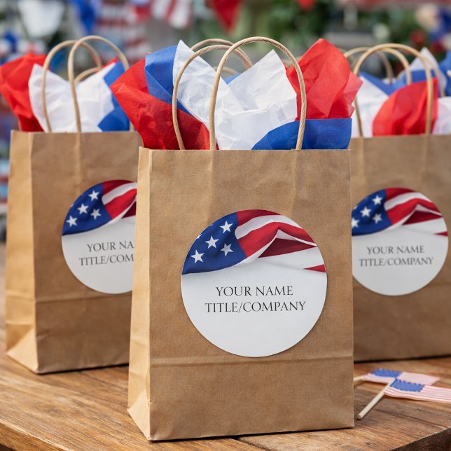 Sticker Rond Drapeau Américain Nom de l'entreprise USA  (Créateur téléchargé)