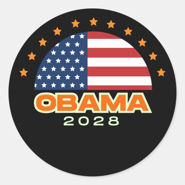 Sticker Rond Drapeau américain Obama 2028 Hope (Devant)