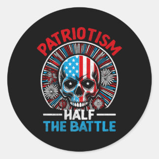 Sticker Rond Drapeau américain Patriot Skeleton Independence