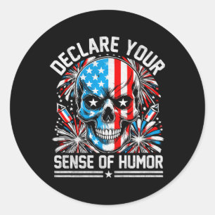 Sticker Rond Drapeau américain Patriot Skeleton Independence