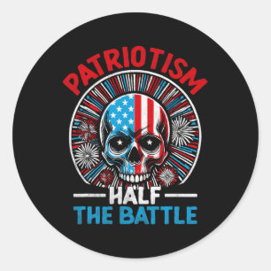 Sticker Rond Drapeau américain Patriot Skeleton Independence