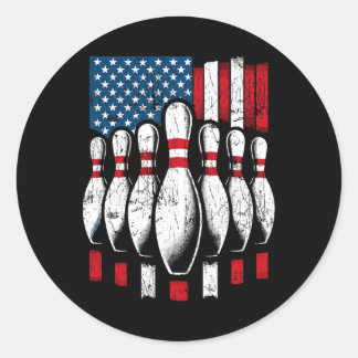 Sticker Rond Drapeau américain Patriotic Bowling