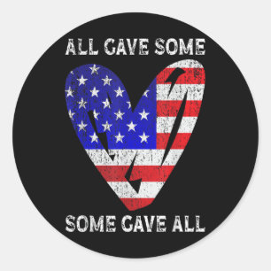 Sticker Rond Drapeau américain Patriotic Heart Forces armées