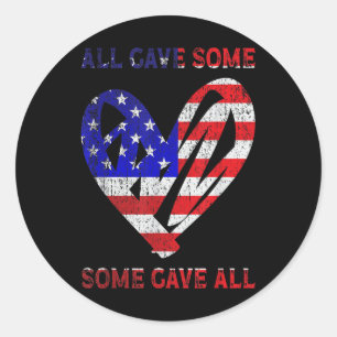 Sticker Rond Drapeau américain Patriotic Heart Forces armées